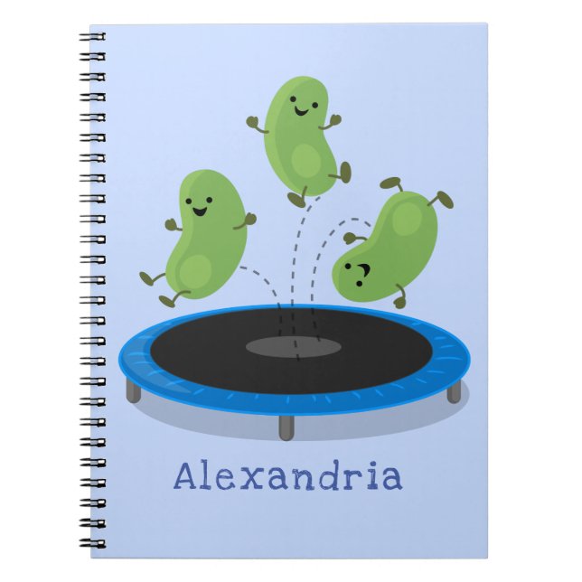Carnet Haricots verts mignons sur dessin animé trampoline (Devant)