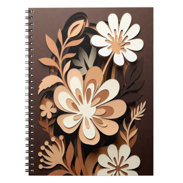 Carnet Harmonie de papier découpé floral superposé (Devant)