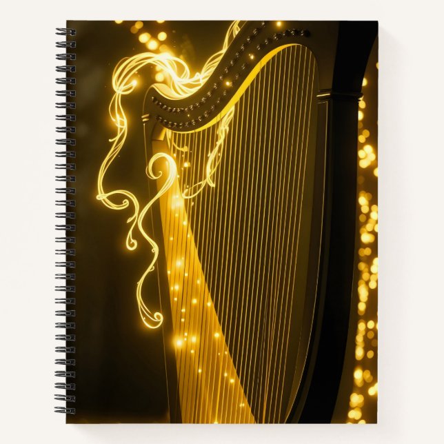 Carnet harpe magique avec cordes d'or (Devant)
