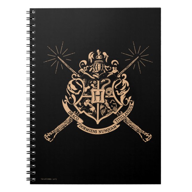 Carnet Harry Potter | Blason de Poudlard aux baguettes cr (Devant)