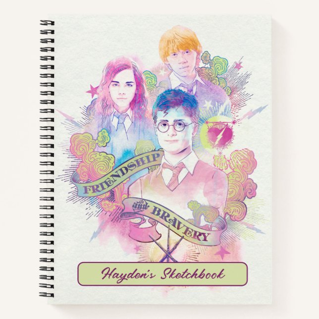 Carnet Harry Potter Spell | Harry, Hermione et Ron Sketch (Devant)