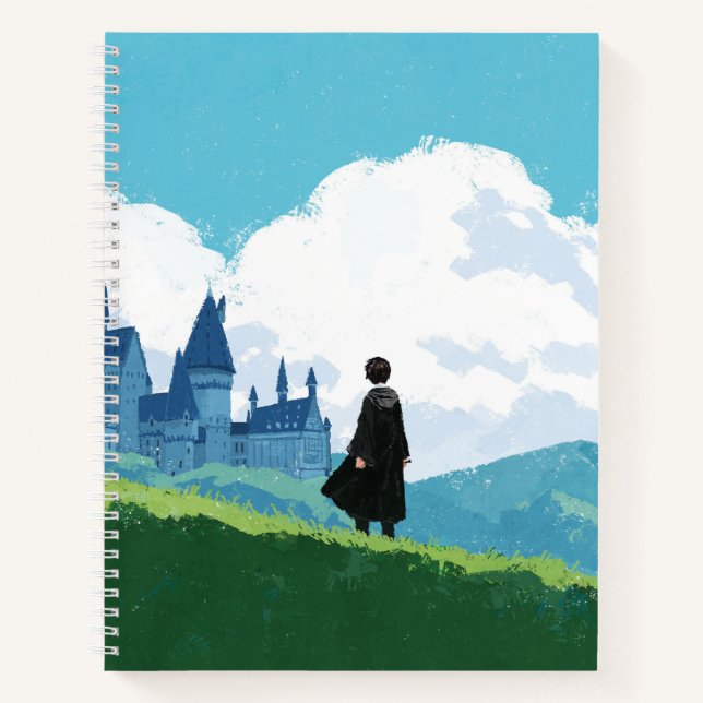 Carnet HARRY POTTER™ surplombant le château de Poudlard™ (Devant)