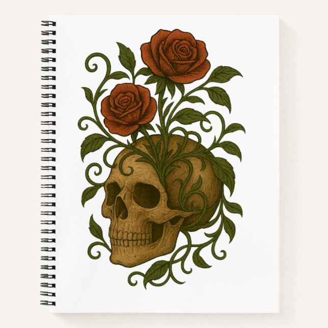 Carnet Haunting Beauty  Skull and Roses Halloween Art (Devant)