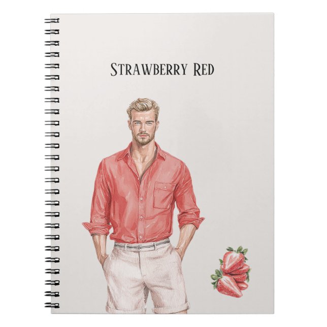 Carnet Haut rouge fraise mâle blond (Devant)