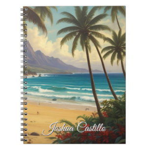 Carnet Hawaii Coucher de soleil Calligraphie Simple Nom P