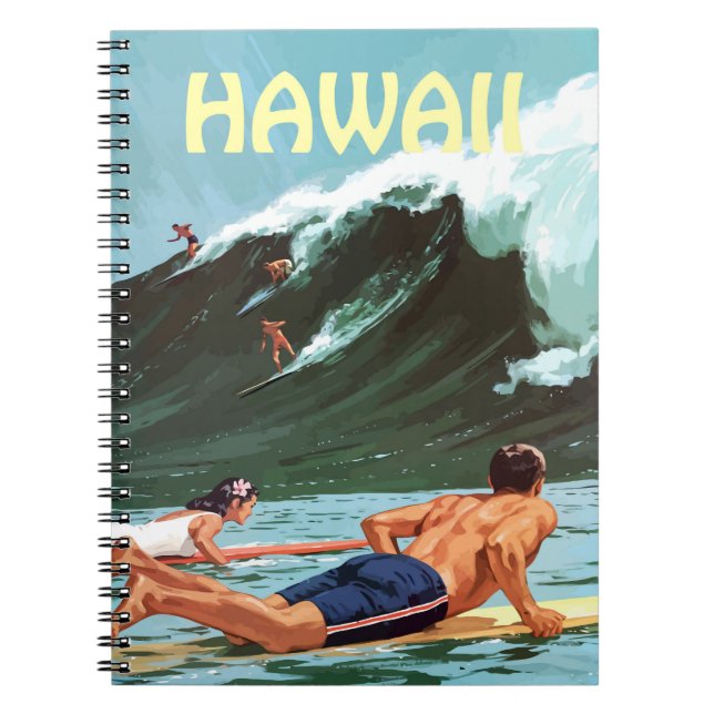 Carnet Hawaii, surfeurs attendant une grosse vague,  (Devant)
