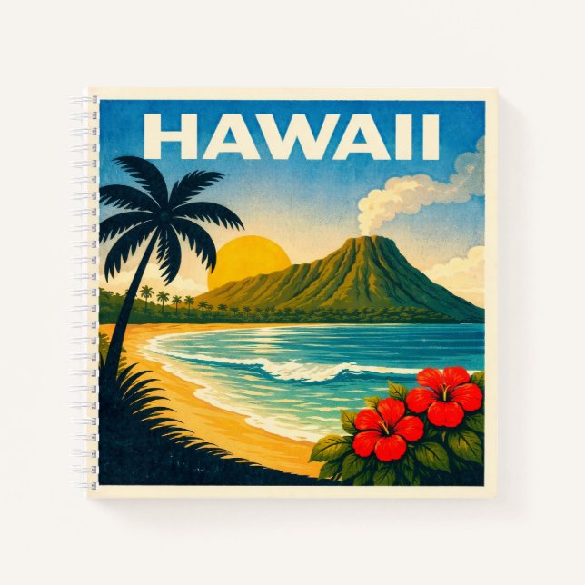 Carnet Hawaii Vintage Travel Poster Notebook (Devant)