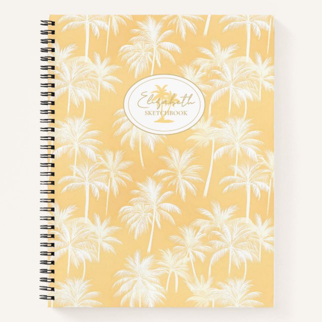 Carnet Hawaiian Palm Tree Silhouette Motif Gold ID1093 (Devant)