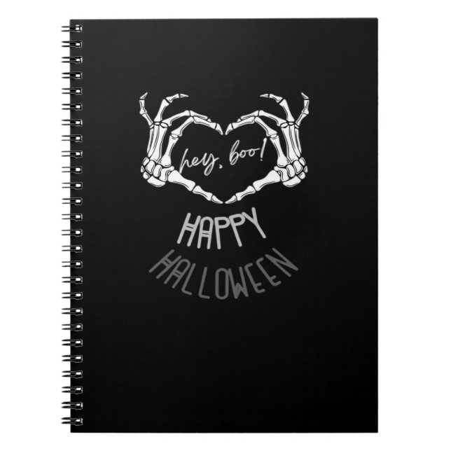 Carnet Hé, Boo ! Happy Halloween Skeleton Hand Heart Clas (Devant)