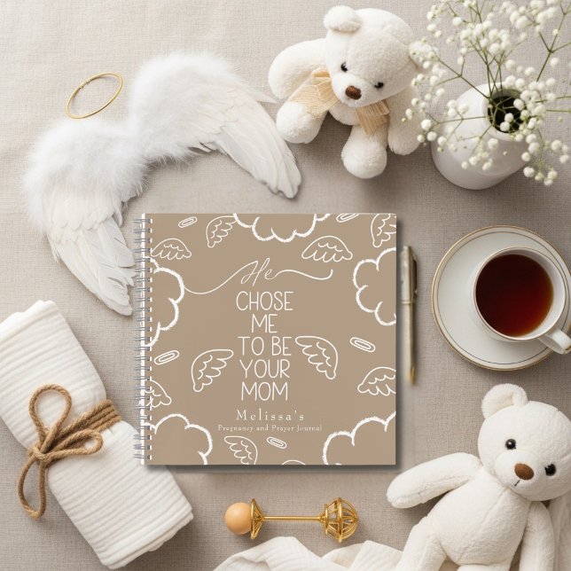 Carnet He Chose Me to Be your Mom beige pregnancy prayer (Créateur téléchargé)