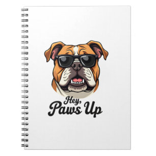 Carnet Hé Paws Up Bulldog Vintage avec Lunettes de Soleil