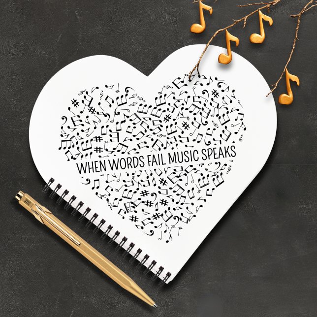 Carnet Heart de Music Speaks (The perfect gift for music lovers, musicians, singers or anyone who likes inspirational quotes.)