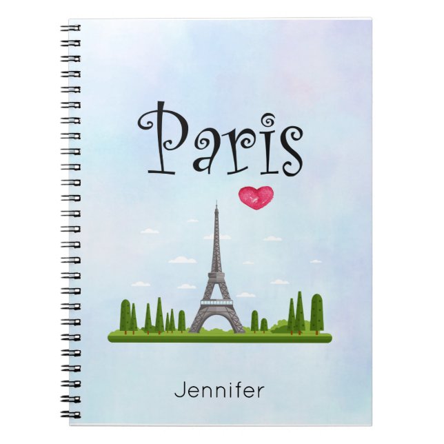 Carnet Heart Paris avec Tour Eiffel personnalisé (Devant)