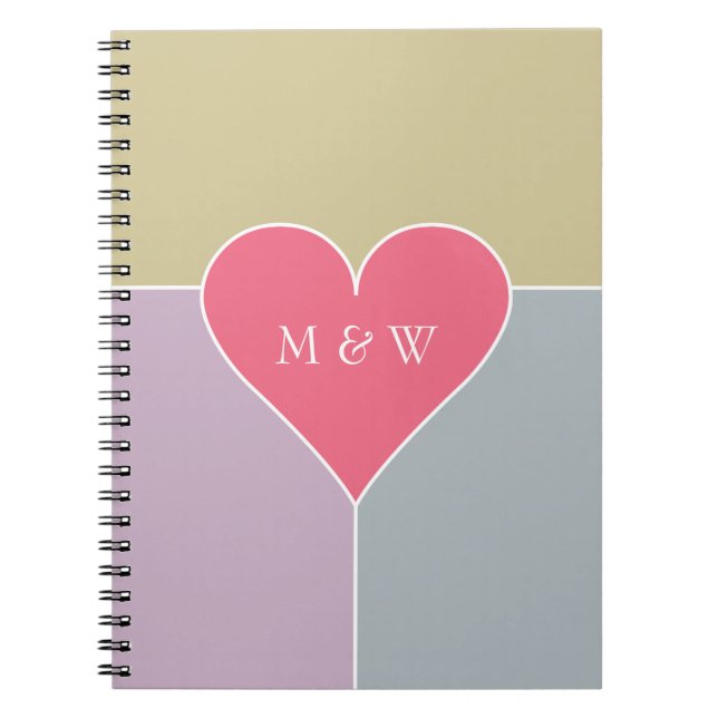 Carnet Heart Pattern custom monogram notebook (Devant)