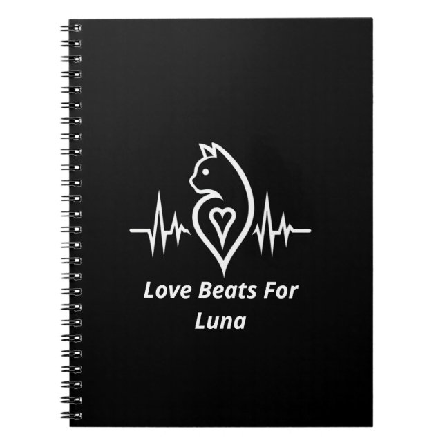 Carnet Heartbeat Chat - Personnalisé Pet Love (Devant)