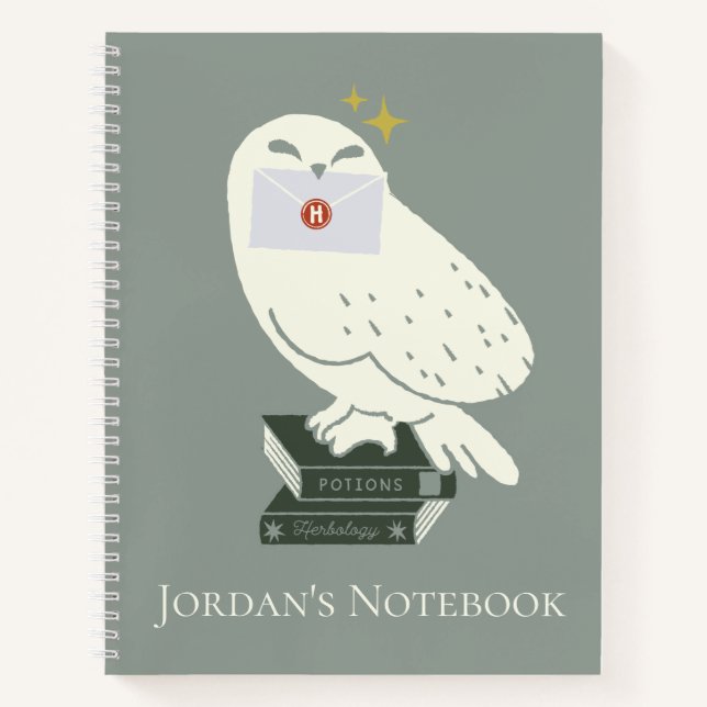 Carnet Hedwig avec lettre dessin fantaisiste (Devant)