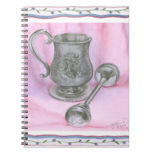 Carnet Heirloom Cup & Rattle sur Arrière - plan pourpre