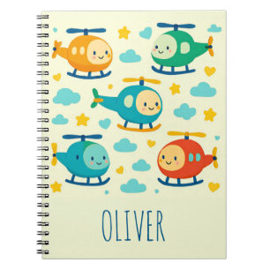 Carnet Hélicoptères de dessin animé mignons