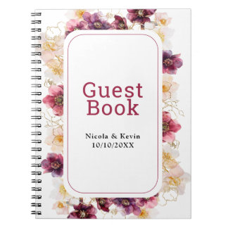 Carnet Hellebore Floral Burgundy Wedding Guest Book