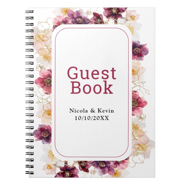 Carnet Hellebore Floral Burgundy Wedding Guest Book (Devant)