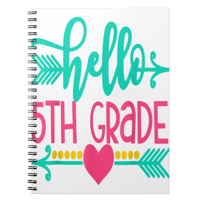 Carnet Hello 5th Grade Girls Back To School Gift Cute Hea (Devant)