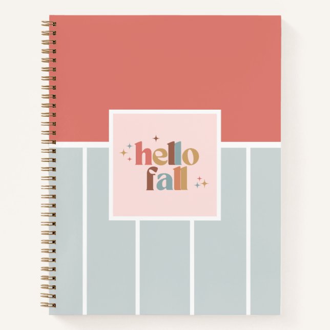 Carnet Hello Fall Retro Typographie striée (Devant)