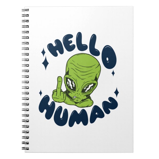 Carnet Hello human funny Alien (Devant)