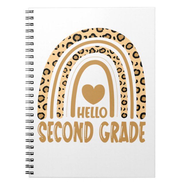 Carnet Hello Second Grade-Leopard Rainbow-Back to School (Devant)
