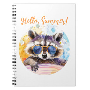 Carnet Hello Summer Raccoon dans les lunettes de soleil A