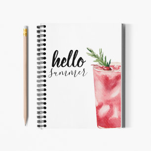 Carnet Hello Summer Watercolor Red Cherry Cocktail