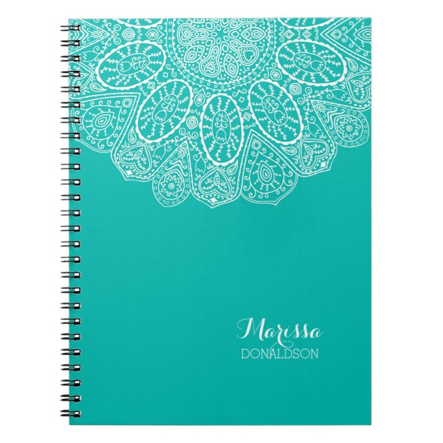 Carnet Henné tiré à la main Cercle Design Bleu brillant p (Devant)