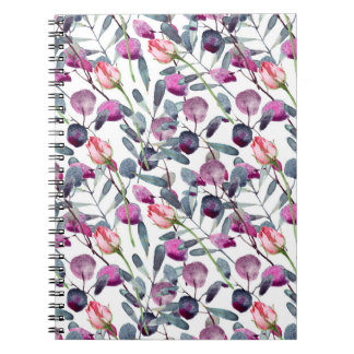 Carnet Herbes de champ Rosebuds Motif d'aquarelle