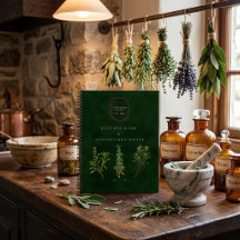 Herbier de cuisine vert vintage et botanique d'apo