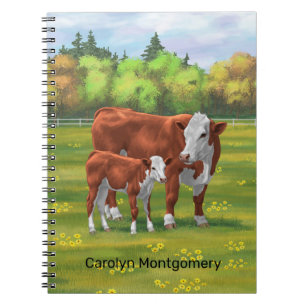 Carnet Hereford Cow & Cute Calf dans les pâturages d'été