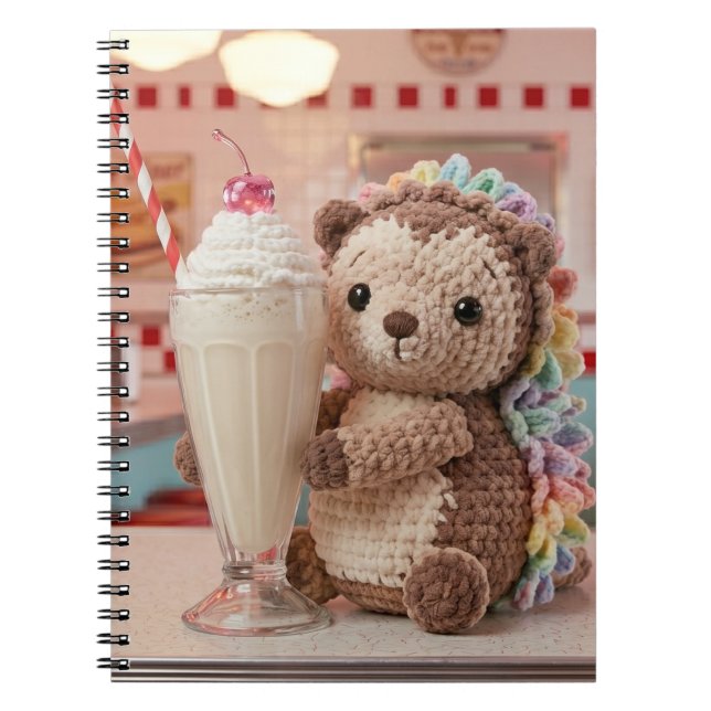 Carnet Hérisson au crochet et milkshake au diner rétro (Devant)