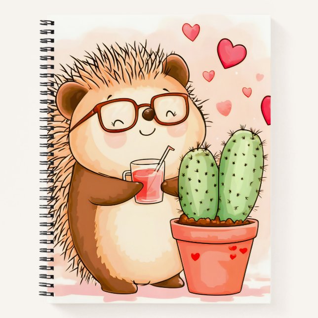 Carnet Hérisson Cactus Chedgehog Aquarelle (Devant)