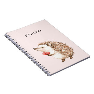 Carnet Hérisson des Coeurs rouges roses