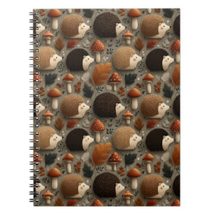 Carnet Hérisson et motif de champignon fantaisiste d'auto