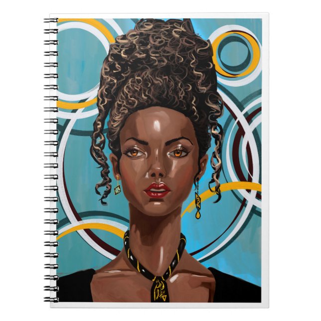 Carnet Hermoso retrato colorido de una mujer afro (Devant)