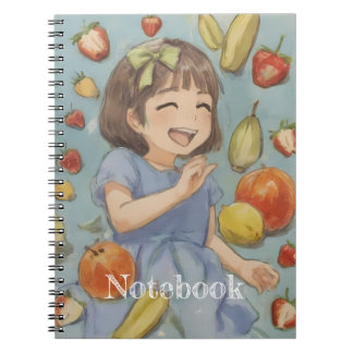 Carnet Heureuse Fille d'Anime avec des Fruits