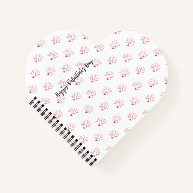 Carnet Heureuse Sainte-Valentin de coeur rose "XOXO" (Devant)