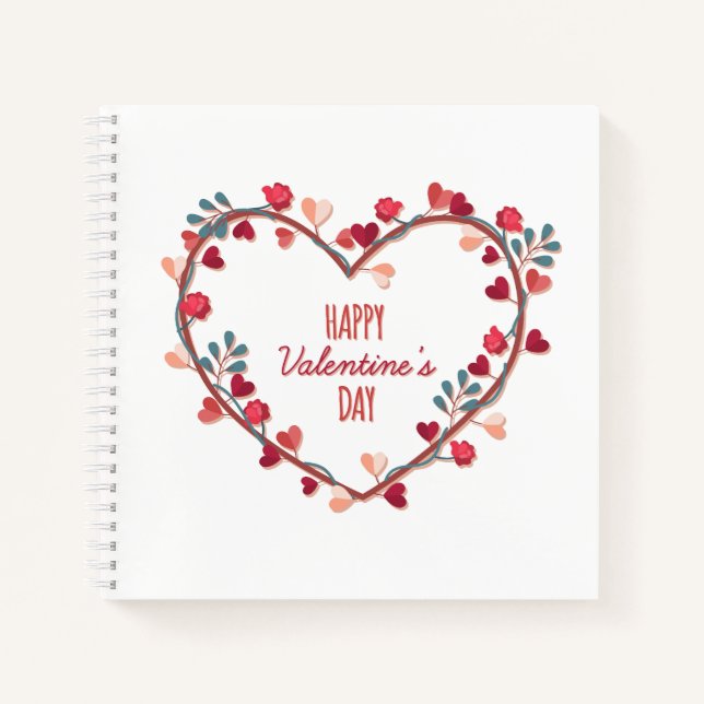 Carnet Heureuse Sainte-Valentin Hearts Wreath | Ordinateu (Devant)