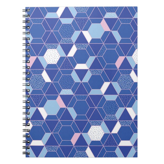 Carnet Hexagons, triangles : motif abstrait géométrique. (Devant)