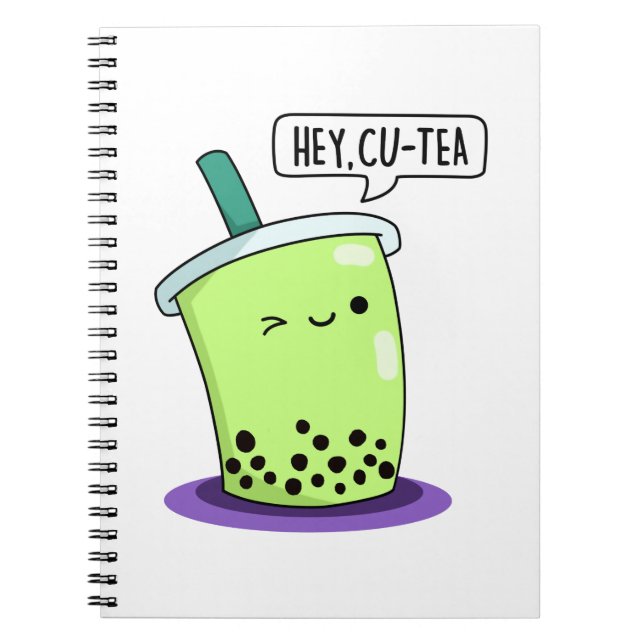 Carnet Hey Cu-Tea Funny Boba Tea Pun (Devant)