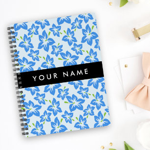 Carnet Hibiscus Bleu, Fleurs Bleues, Votre Nom