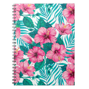 Carnet Hibiscus et palmiers feuilles