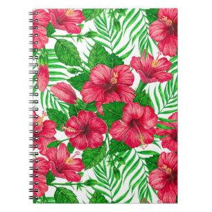 Carnet Hibiscus et palmiers feuilles