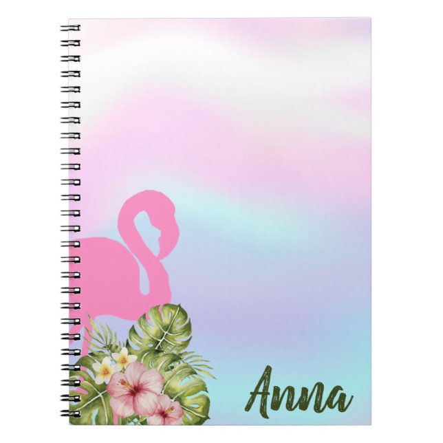Carnet Hibiscus Flamant rose rose Holographie (Devant)