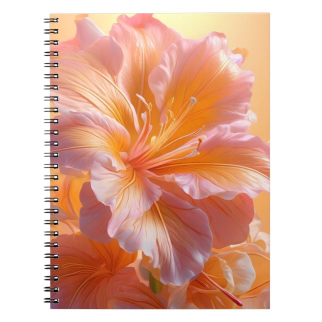 Carnet Hibiscus Floral Foncé de Pêche (Devant)