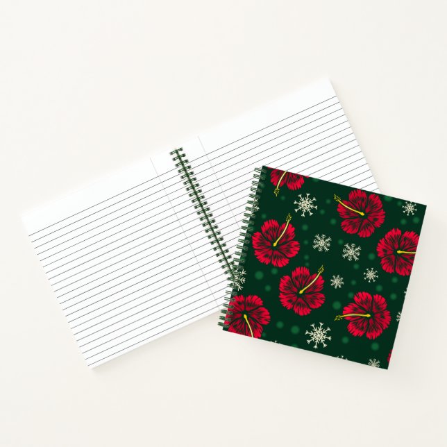 Carnet Hibiscus floral tropical Snowflakes Noël | (Intérieur)